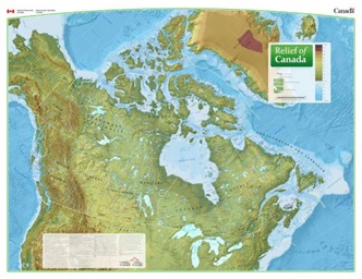 A relief map of Canada