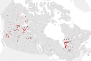 map of Canada showing Forest fire zones 2023