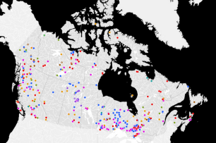 A map of Canada showing Indigenous mining agreements