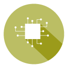 illustration of a gray wheelbarrow with a processor chop, filled with black mineral
