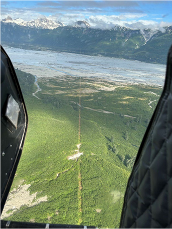 Helicopter view of the international boundary vista along the Alsek River Valley, British Columbia/Alaska.
