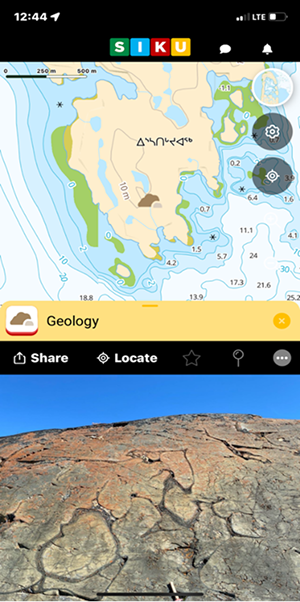 A SIKU geology post on the cellphone app