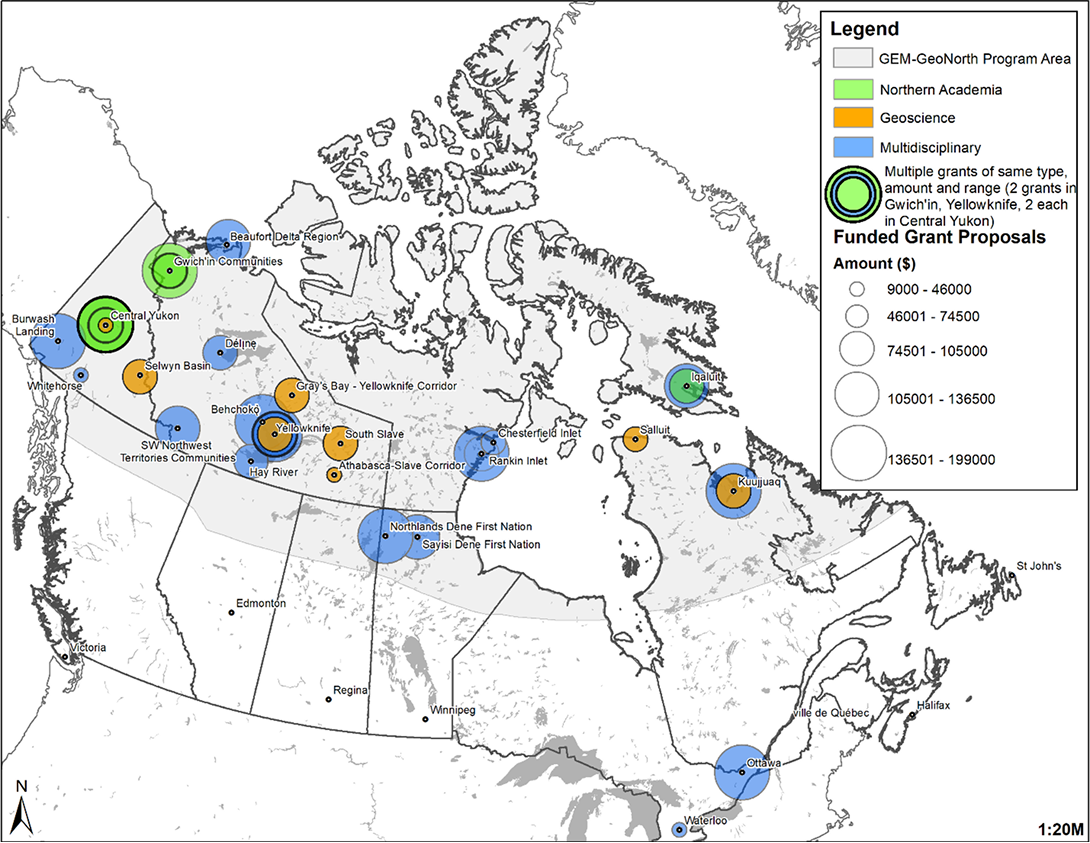 A map of the geographic distribution of grants