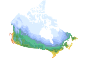 map of Canada showing Plant Hardiness Zone