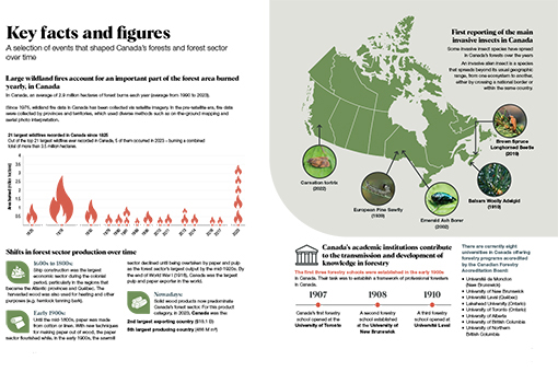 Key facts and figures: A selection of events that shaped Canada’s forests and forest sector over time