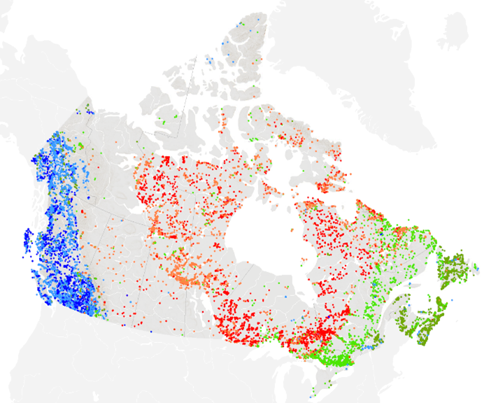 A map of Canada the Canadian Geochronology Knowledgebase