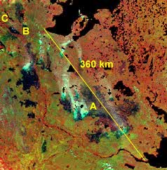 Burned and burning forest near Norman Wells, NWT