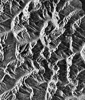 Radar image of steep mountainous terrain