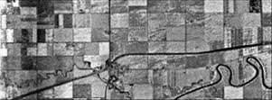 a radar image in slant-range display