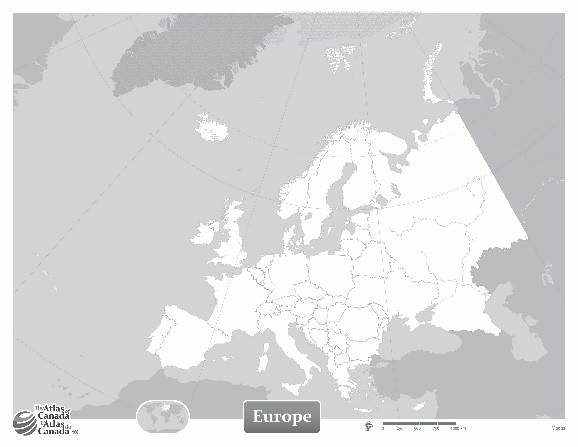 Map of Europe without Names