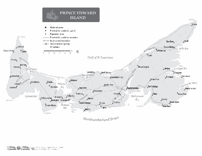 Map of Prince Edward Island with Names