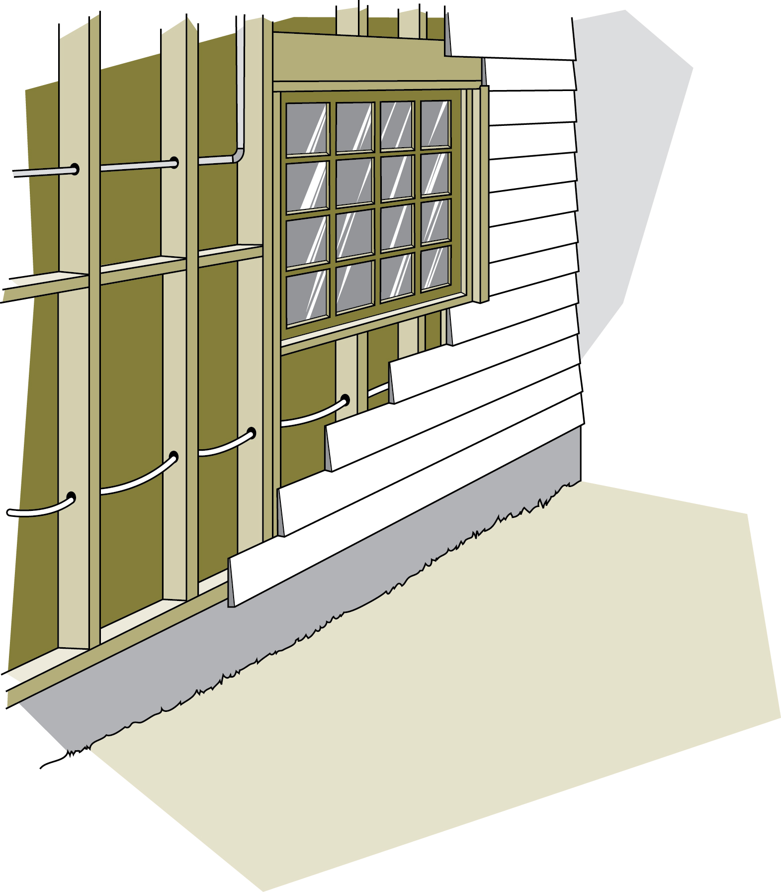 Figure 7-4 Potential blockages in the wall, including wires, pipes, blocking, windows and doors
