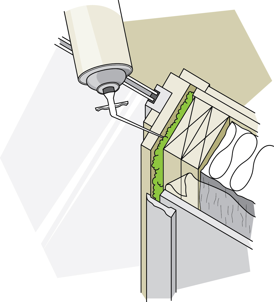 Figure 7-7 Low expansion foam insulation can seal gaps around window and door frames