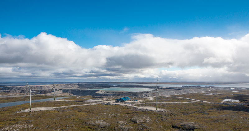Diavik Mine`s wind mills